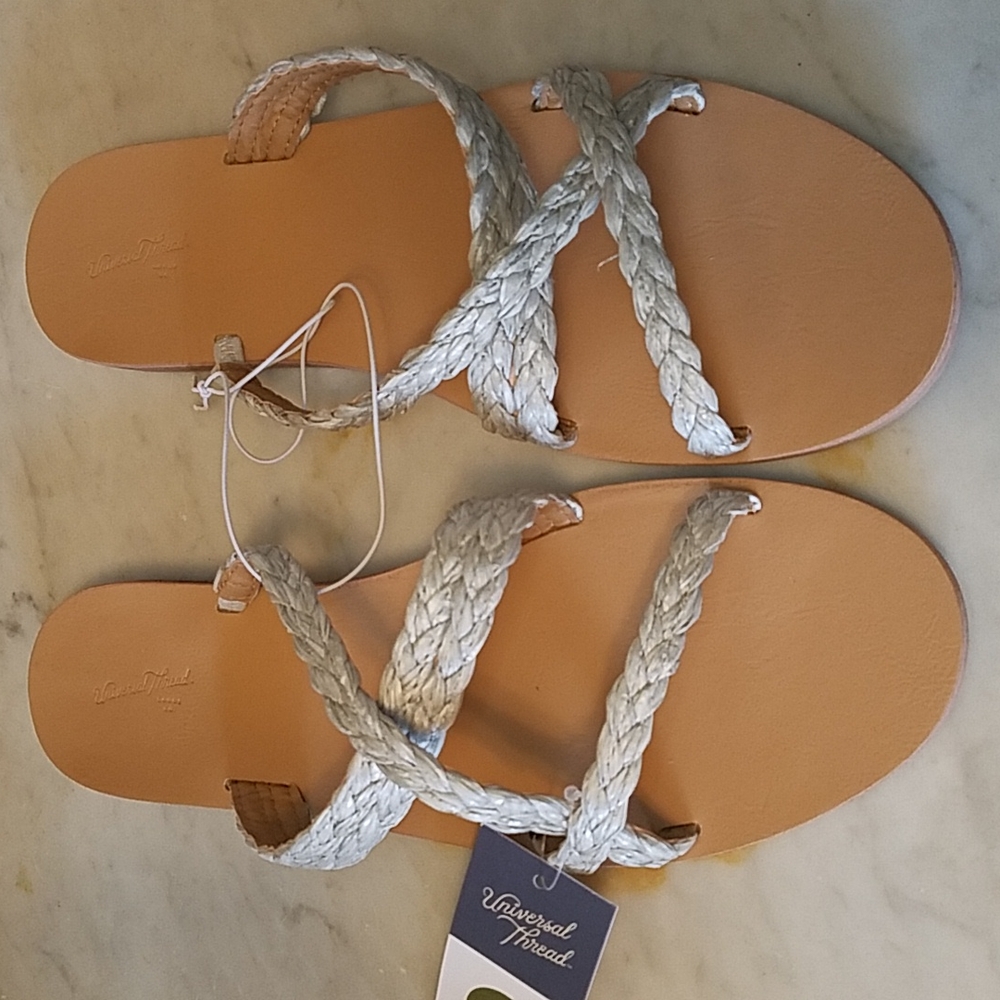 Universal Thread Opal Strappy Slide Sandals - Gray/Opal Size 11